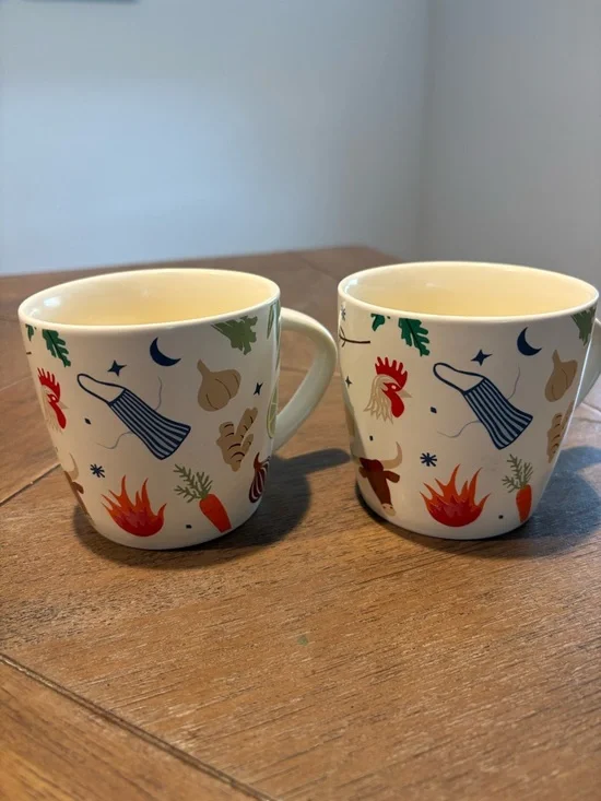 Brodo Bone Orange Logo Ceramic Mug Veggie Print - Set of 2 - Picture 2 of 5